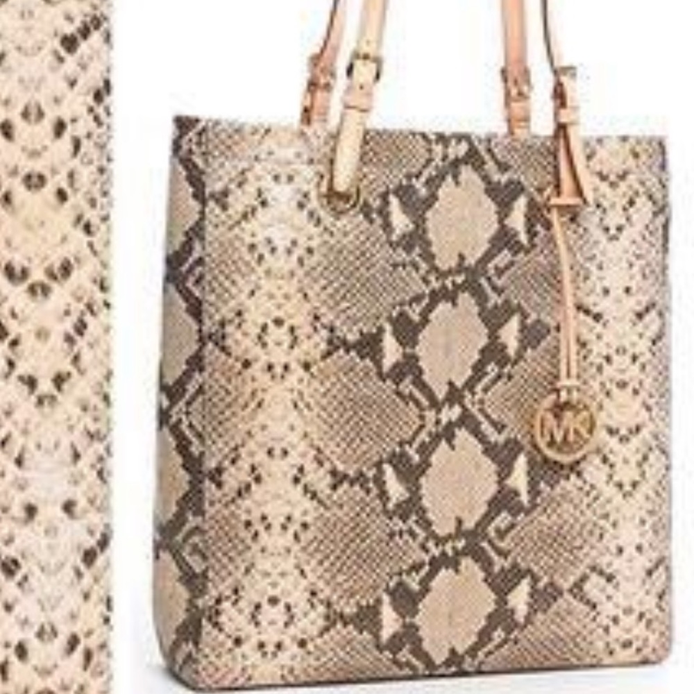 Michael Kors Beige Snake-Print Tote Bag